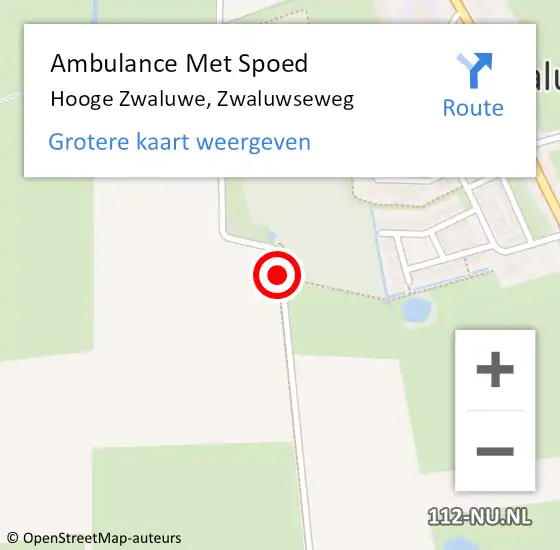 Locatie op kaart van de 112 melding: Ambulance Met Spoed Naar Hooge Zwaluwe, Zwaluwseweg op 3 oktober 2018 08:41