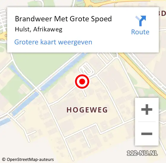 Locatie op kaart van de 112 melding: Brandweer Met Grote Spoed Naar Hulst, Afrikaweg op 3 oktober 2018 08:59