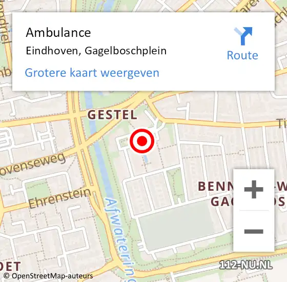 Locatie op kaart van de 112 melding: Ambulance Eindhoven, Gagelboschplein op 3 oktober 2018 09:08