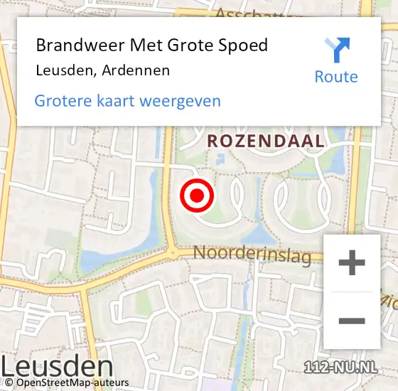 Locatie op kaart van de 112 melding: Brandweer Met Grote Spoed Naar Leusden, Ardennen op 3 oktober 2018 09:14