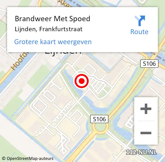 Locatie op kaart van de 112 melding: Brandweer Met Spoed Naar Lijnden, Frankfurtstraat op 3 oktober 2018 09:26