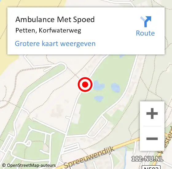 Locatie op kaart van de 112 melding: Ambulance Met Spoed Naar Petten, Korfwaterweg op 3 oktober 2018 09:33