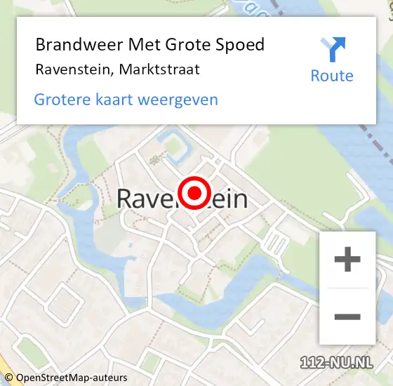 Locatie op kaart van de 112 melding: Brandweer Met Grote Spoed Naar Ravenstein, Marktstraat op 3 oktober 2018 10:11