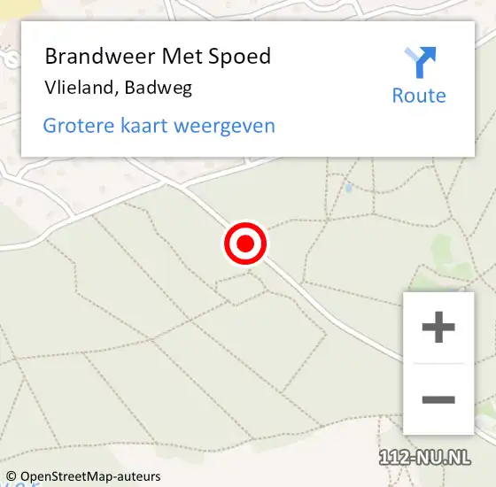 Locatie op kaart van de 112 melding: Brandweer Met Spoed Naar Vlieland, Badweg op 3 oktober 2018 11:16