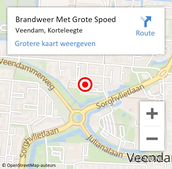 Locatie op kaart van de 112 melding: Brandweer Met Grote Spoed Naar Veendam, Korteleegte op 3 oktober 2018 11:44