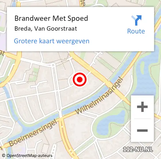 Locatie op kaart van de 112 melding: Brandweer Met Spoed Naar Breda, Van Goorstraat op 3 oktober 2018 11:51