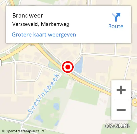 Locatie op kaart van de 112 melding: Brandweer Varsseveld, Markenweg op 3 oktober 2018 11:51