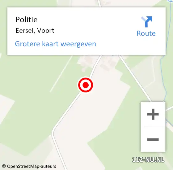 Locatie op kaart van de 112 melding: Politie Eersel, Voort op 3 oktober 2018 11:56