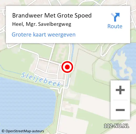 Locatie op kaart van de 112 melding: Brandweer Met Grote Spoed Naar Heel, Mgr. Savelbergweg op 3 oktober 2018 12:01