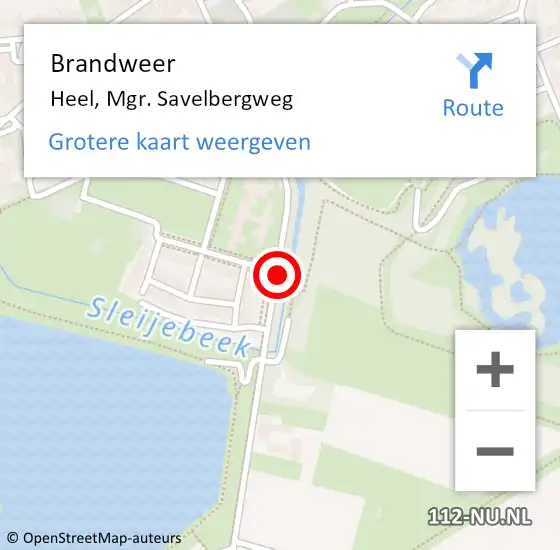 Locatie op kaart van de 112 melding: Brandweer Heel, Mgr. Savelbergweg op 3 oktober 2018 12:03