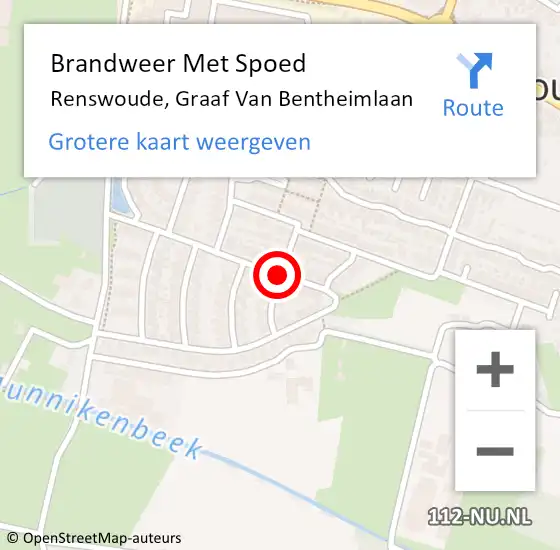 Locatie op kaart van de 112 melding: Brandweer Met Spoed Naar Renswoude, Graaf Van Bentheimlaan op 3 oktober 2018 12:07