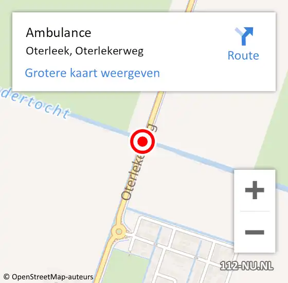 Locatie op kaart van de 112 melding: Ambulance Oterleek, Oterlekerweg op 3 oktober 2018 12:26