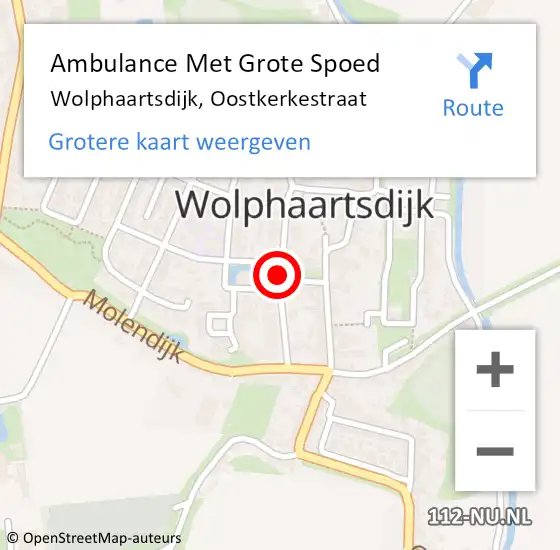 Locatie op kaart van de 112 melding: Ambulance Met Grote Spoed Naar Wolphaartsdijk, Oostkerkestraat op 3 oktober 2018 13:47