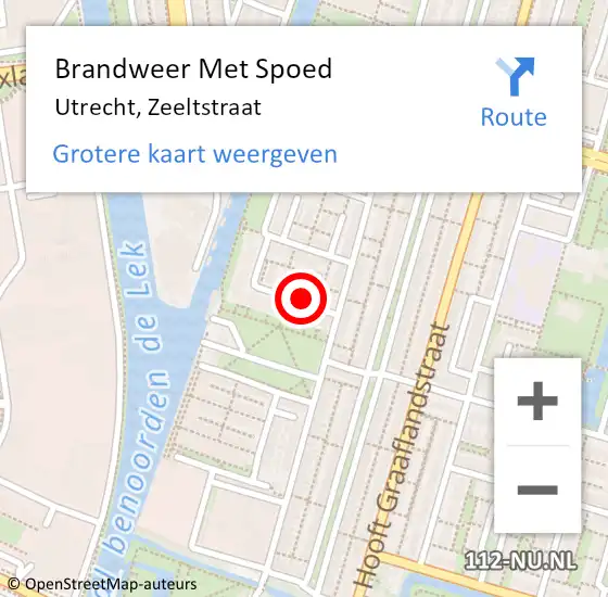 Locatie op kaart van de 112 melding: Brandweer Met Spoed Naar Utrecht, Zeeltstraat op 3 oktober 2018 14:15