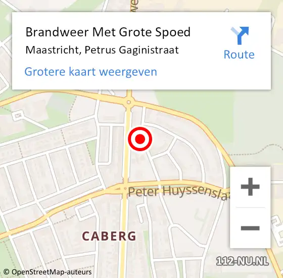 Locatie op kaart van de 112 melding: Brandweer Met Grote Spoed Naar Maastricht, Petrus Gaginistraat op 3 oktober 2018 14:19