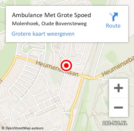 Locatie op kaart van de 112 melding: Ambulance Met Grote Spoed Naar Molenhoek, Oude Bovensteweg op 3 oktober 2018 14:57