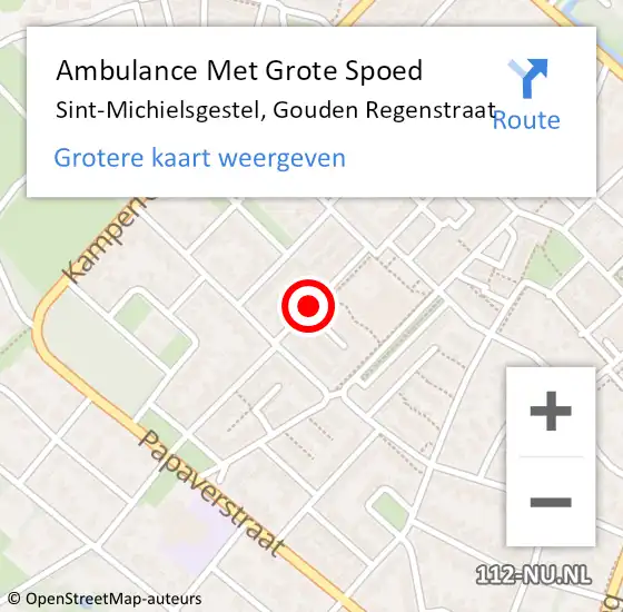 Locatie op kaart van de 112 melding: Ambulance Met Grote Spoed Naar Sint-Michielsgestel, Gouden Regenstraat op 3 oktober 2018 15:37