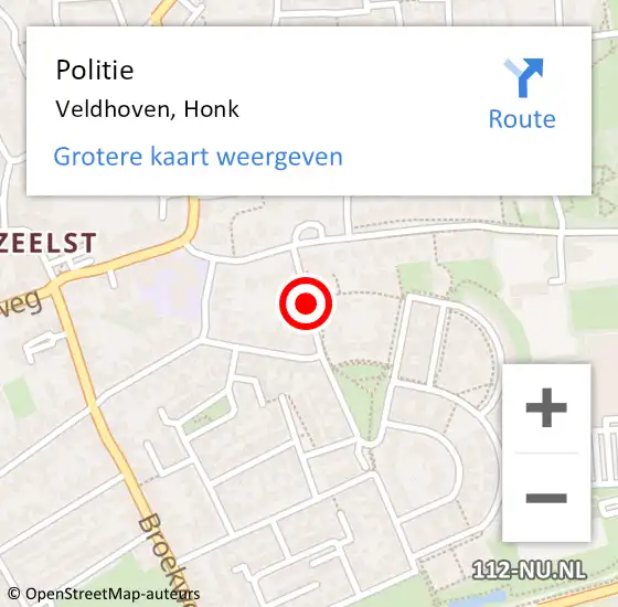 Locatie op kaart van de 112 melding: Politie Veldhoven, Honk op 3 oktober 2018 17:55