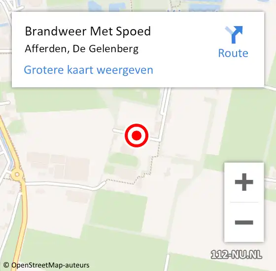Locatie op kaart van de 112 melding: Brandweer Met Spoed Naar Afferden, De Gelenberg op 3 oktober 2018 19:20