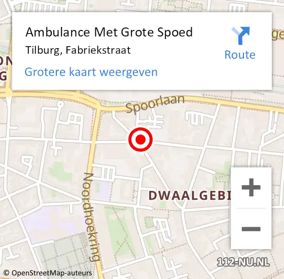 Locatie op kaart van de 112 melding: Ambulance Met Grote Spoed Naar Tilburg, Fabriekstraat op 3 oktober 2018 19:49