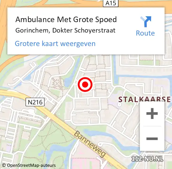 Locatie op kaart van de 112 melding: Ambulance Met Grote Spoed Naar Gorinchem, Dokter Schoyerstraat op 3 oktober 2018 20:32