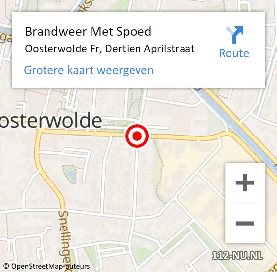 Locatie op kaart van de 112 melding: Brandweer Met Spoed Naar Oosterwolde Fr, Dertien Aprilstraat op 3 oktober 2018 21:11