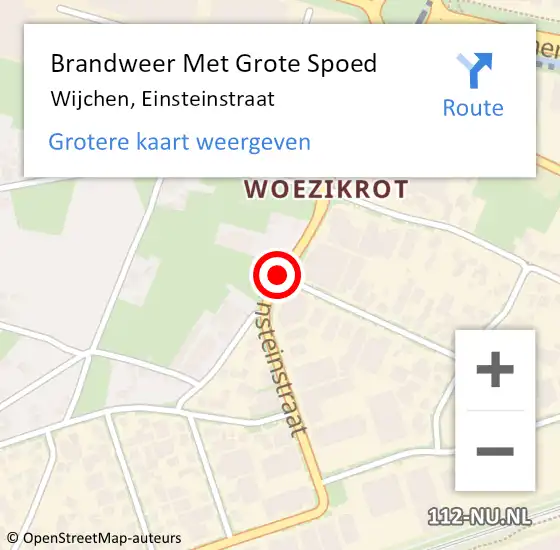 Locatie op kaart van de 112 melding: Brandweer Met Grote Spoed Naar Wijchen, Einsteinstraat op 3 oktober 2018 21:25