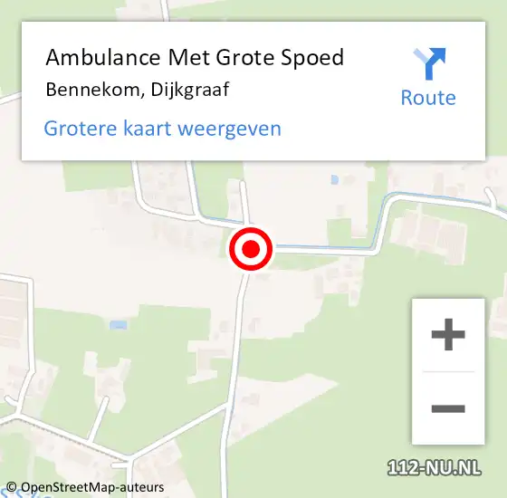 Locatie op kaart van de 112 melding: Ambulance Met Grote Spoed Naar Bennekom, Dijkgraaf op 3 oktober 2018 21:42