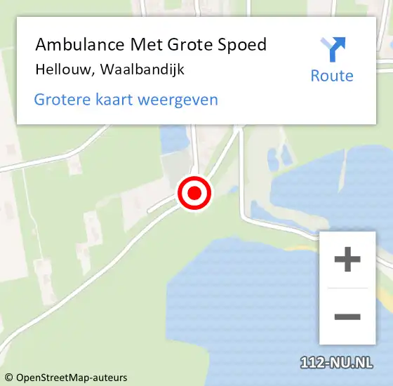 Locatie op kaart van de 112 melding: Ambulance Met Grote Spoed Naar Hellouw, Waalbandijk op 3 oktober 2018 23:19