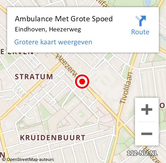 Locatie op kaart van de 112 melding: Ambulance Met Grote Spoed Naar Eindhoven, Heezerweg op 3 oktober 2018 23:42