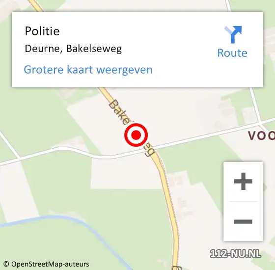 Locatie op kaart van de 112 melding: Politie Deurne, Bakelseweg op 4 oktober 2018 02:53