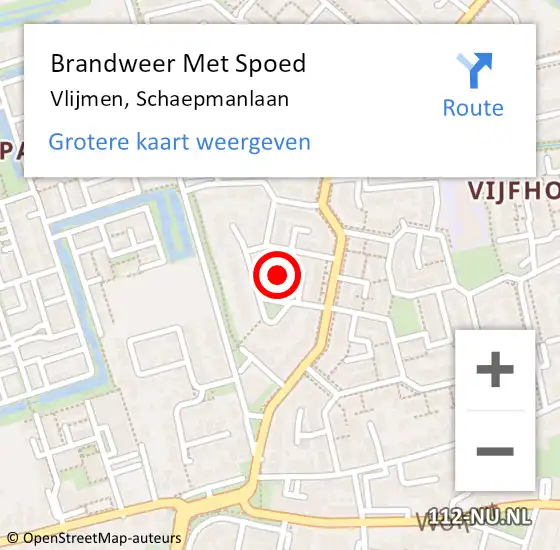 Locatie op kaart van de 112 melding: Brandweer Met Spoed Naar Vlijmen, Schaepmanlaan op 4 oktober 2018 05:41