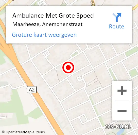 Locatie op kaart van de 112 melding: Ambulance Met Grote Spoed Naar Maarheeze, Anemonenstraat op 4 oktober 2018 05:42