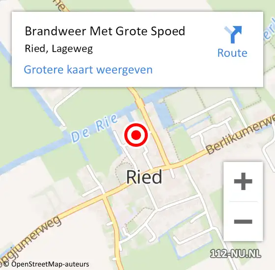 Locatie op kaart van de 112 melding: Brandweer Met Grote Spoed Naar Ried, Lageweg op 10 maart 2014 18:55