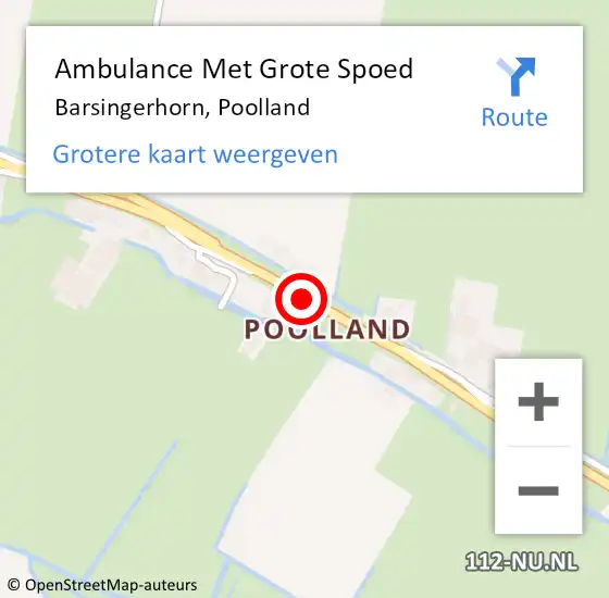 Locatie op kaart van de 112 melding: Ambulance Met Grote Spoed Naar Barsingerhorn, Poolland op 4 oktober 2018 06:46