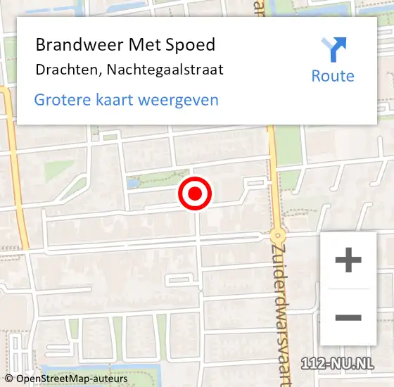 Locatie op kaart van de 112 melding: Brandweer Met Spoed Naar Drachten, Nachtegaalstraat op 4 oktober 2018 08:49