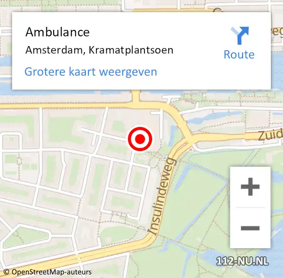 Locatie op kaart van de 112 melding: Ambulance Amsterdam, Kramatplantsoen op 4 oktober 2018 09:21