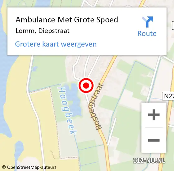 Locatie op kaart van de 112 melding: Ambulance Met Grote Spoed Naar Lomm, Diepstraat op 10 maart 2014 19:17