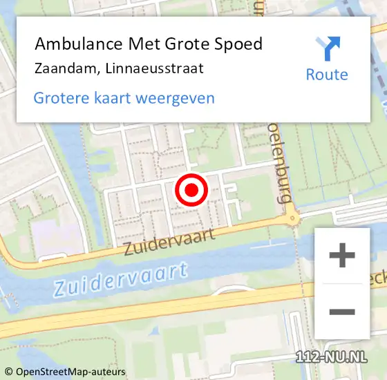 Locatie op kaart van de 112 melding: Ambulance Met Grote Spoed Naar Zaandam, Linnaeusstraat op 4 oktober 2018 12:18