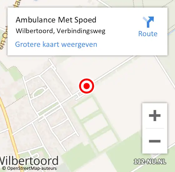 Locatie op kaart van de 112 melding: Ambulance Met Spoed Naar Wilbertoord, Verbindingsweg op 4 oktober 2018 12:40