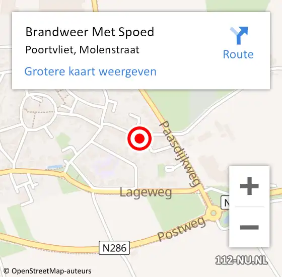 Locatie op kaart van de 112 melding: Brandweer Met Spoed Naar Poortvliet, Molenstraat op 4 oktober 2018 12:54