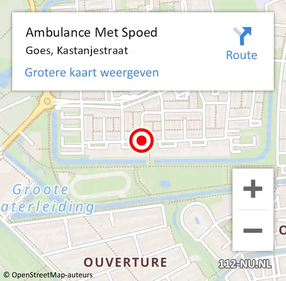 Locatie op kaart van de 112 melding: Ambulance Met Spoed Naar Goes, Kastanjestraat op 4 oktober 2018 14:18