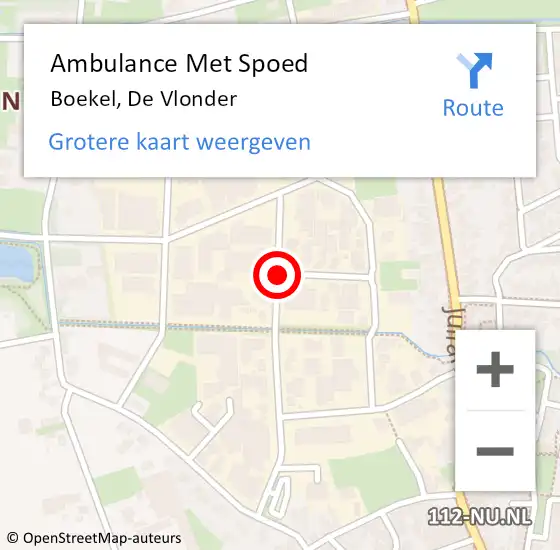 Locatie op kaart van de 112 melding: Ambulance Met Spoed Naar Boekel, De Vlonder op 4 oktober 2018 15:09