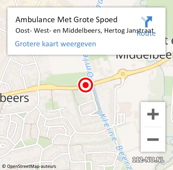 Locatie op kaart van de 112 melding: Ambulance Met Grote Spoed Naar Oost- West- en Middelbeers, Hertog Janstraat op 4 oktober 2018 15:12