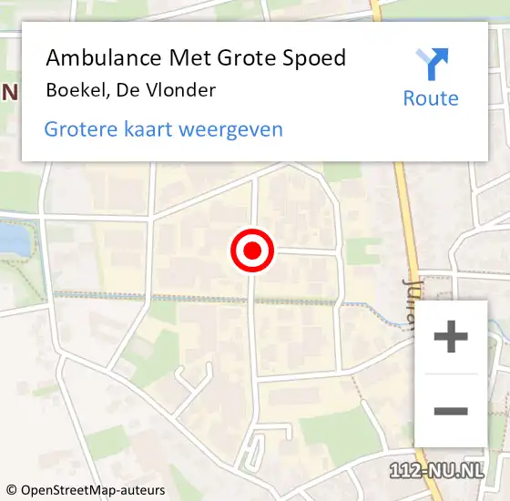 Locatie op kaart van de 112 melding: Ambulance Met Grote Spoed Naar Boekel, De Vlonder op 4 oktober 2018 15:14