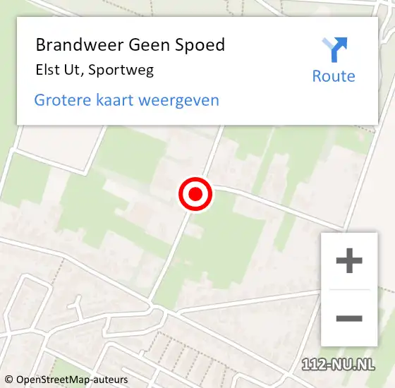 Locatie op kaart van de 112 melding: Brandweer Geen Spoed Naar Elst Ut, Sportweg op 4 oktober 2018 15:27