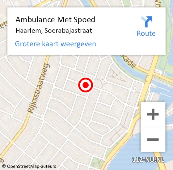 Locatie op kaart van de 112 melding: Ambulance Met Spoed Naar Haarlem, Soerabajastraat op 4 oktober 2018 16:51