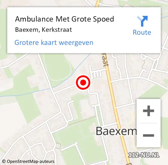 Locatie op kaart van de 112 melding: Ambulance Met Grote Spoed Naar Baexem, Kerkstraat op 4 oktober 2018 17:14