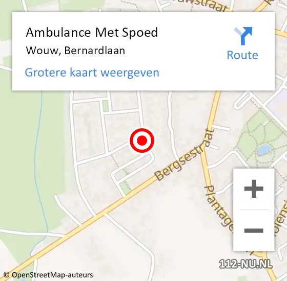 Locatie op kaart van de 112 melding: Ambulance Met Spoed Naar Wouw, Bernardlaan op 10 maart 2014 20:07