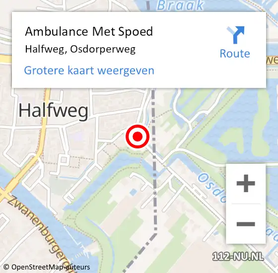 Locatie op kaart van de 112 melding: Ambulance Met Spoed Naar Halfweg, Osdorperweg op 4 oktober 2018 19:40